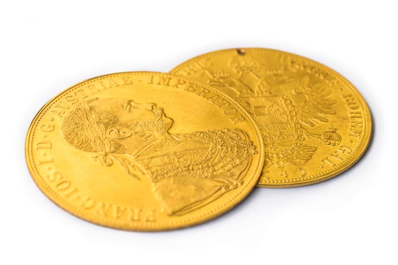 Gold Austrian 4 Ducat coins