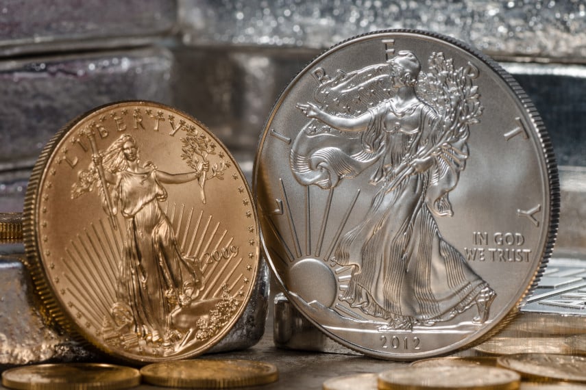 Gold and Silver American Eagle coins