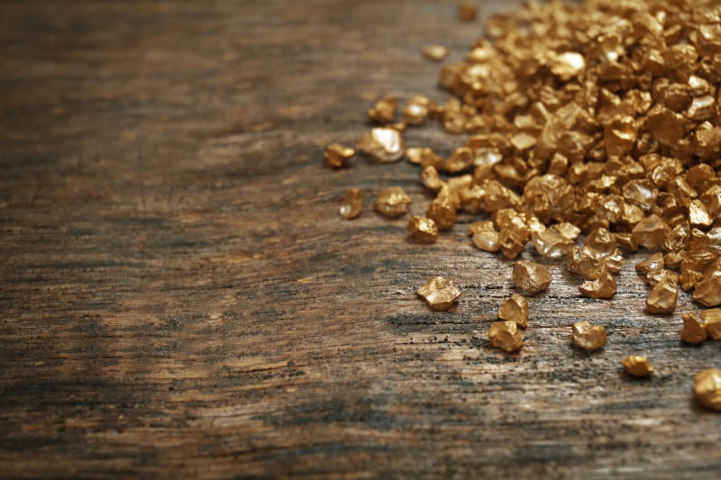 gold nuggets on a table