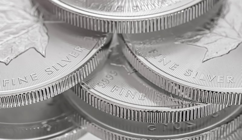 Canadian Silver Maple Leaf bullion coins