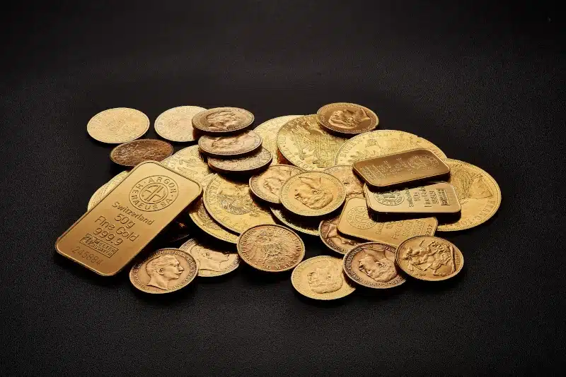 gold bars and coins