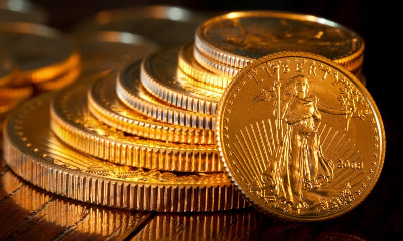 stack of Gold American Eagle coins