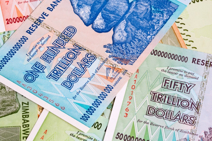 Zimbabwe dollars hyperinflation