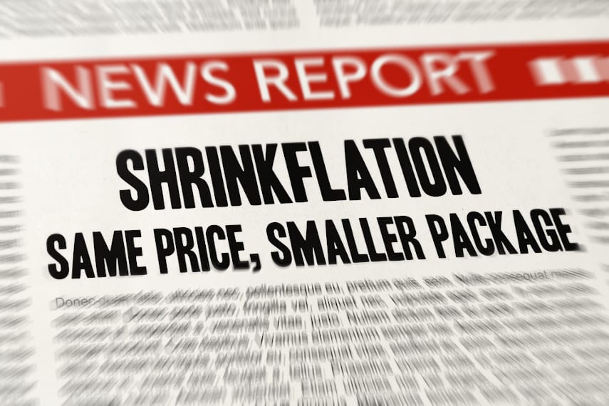 shrinkflation - same price, smaller package