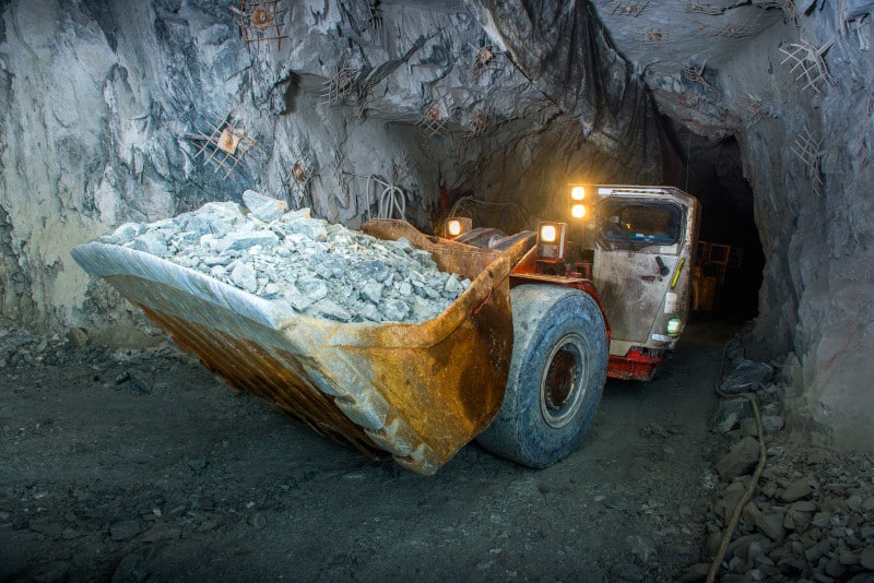 working inside a gold mine