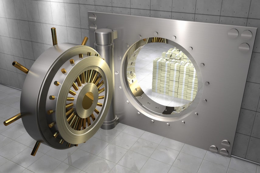 bank vault with cash