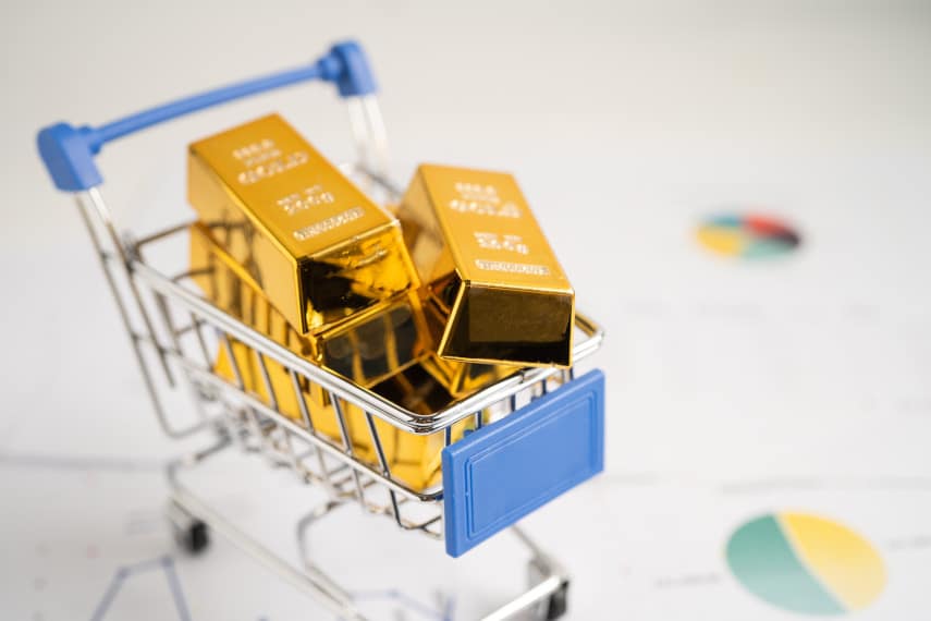 gold bars in shopping cart
