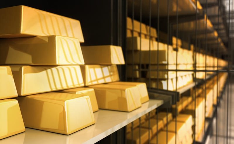 gold bars in vault
