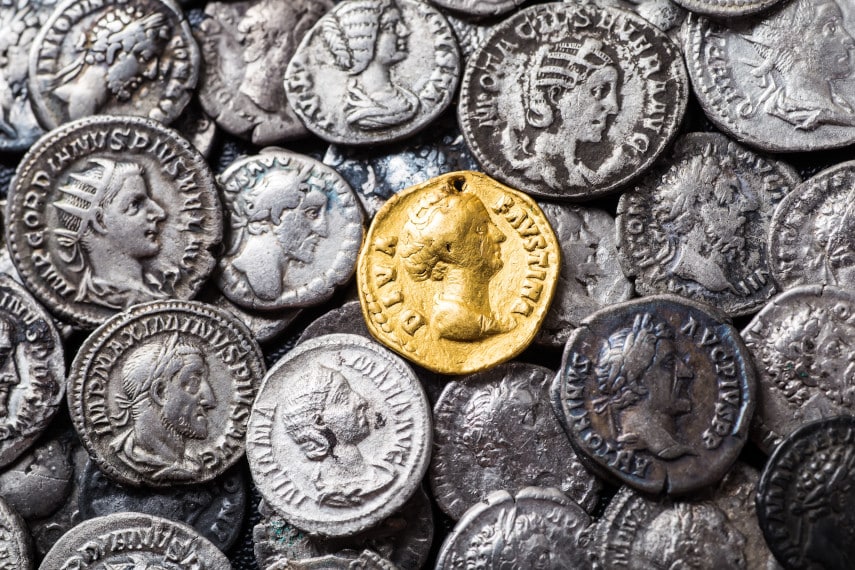 ancient Roman gold and silver coins