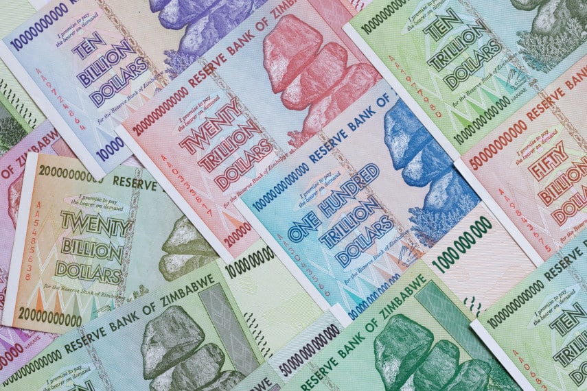Zimbabwean currency during hyperinflation