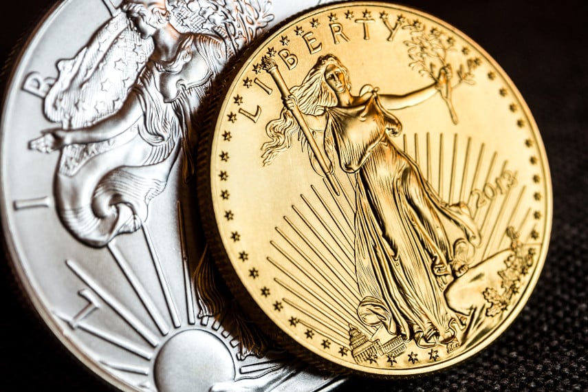 Gold and Silver American Eagle coins
