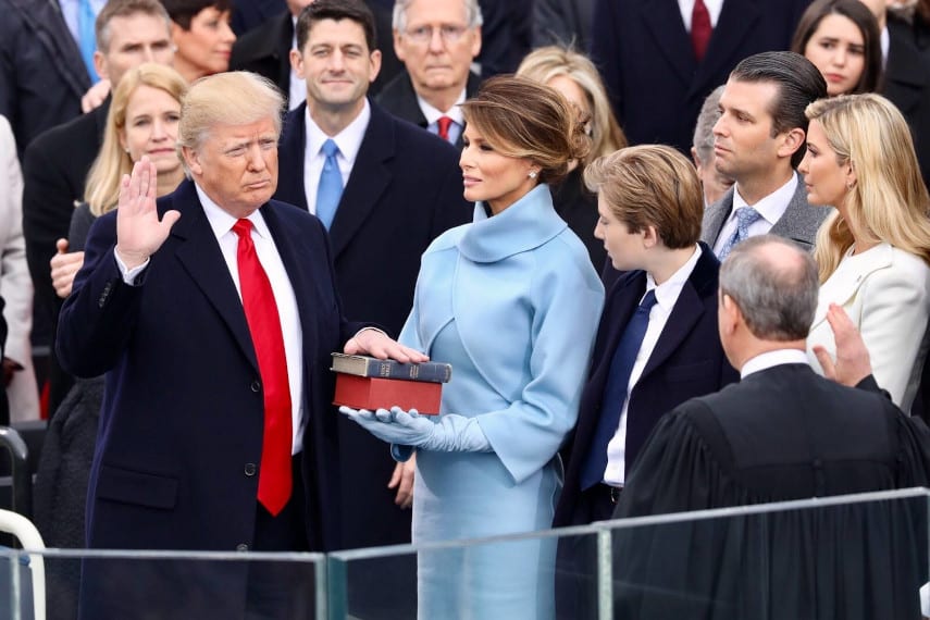 Donald Trump being sworn in