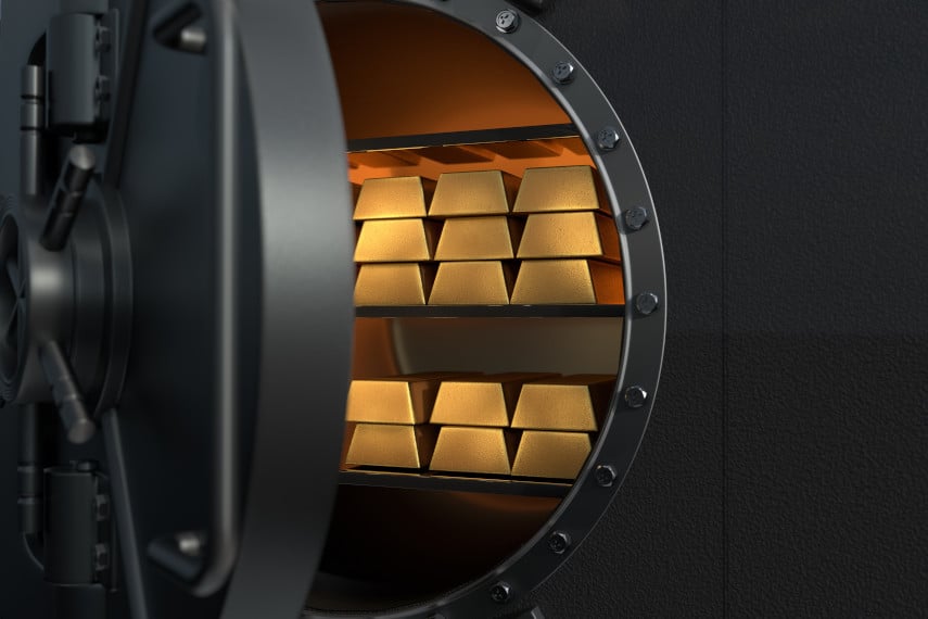 gold bars in vault