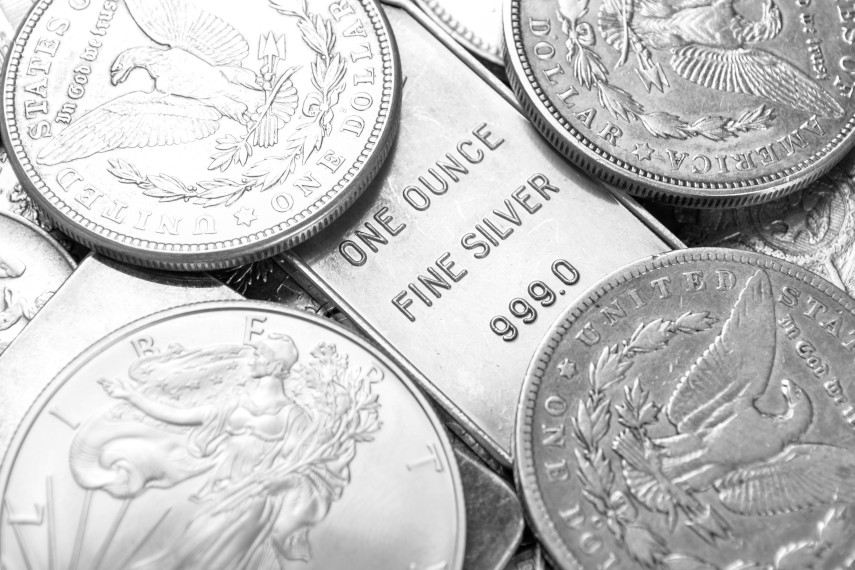 silver coins and bars