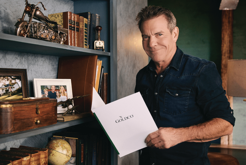 Dennis Quaid reading Goldco Guide