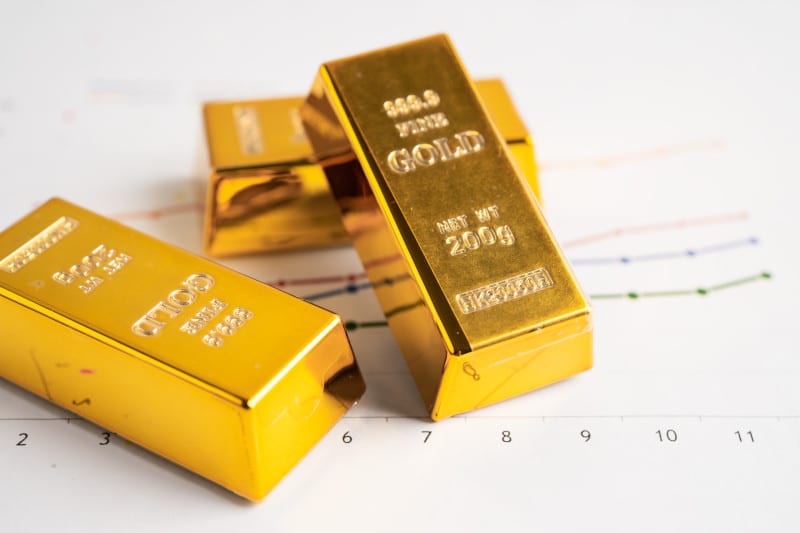 gold bars with chart background