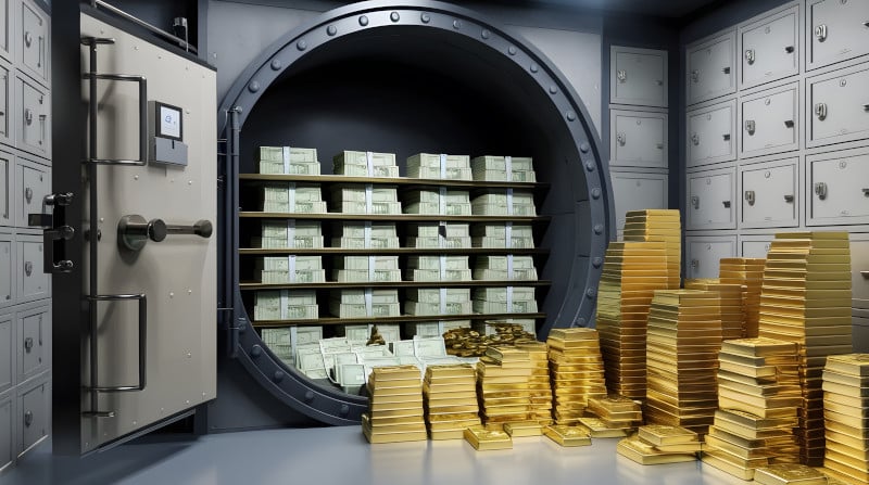 gold as a safe haven asset in a bank vault