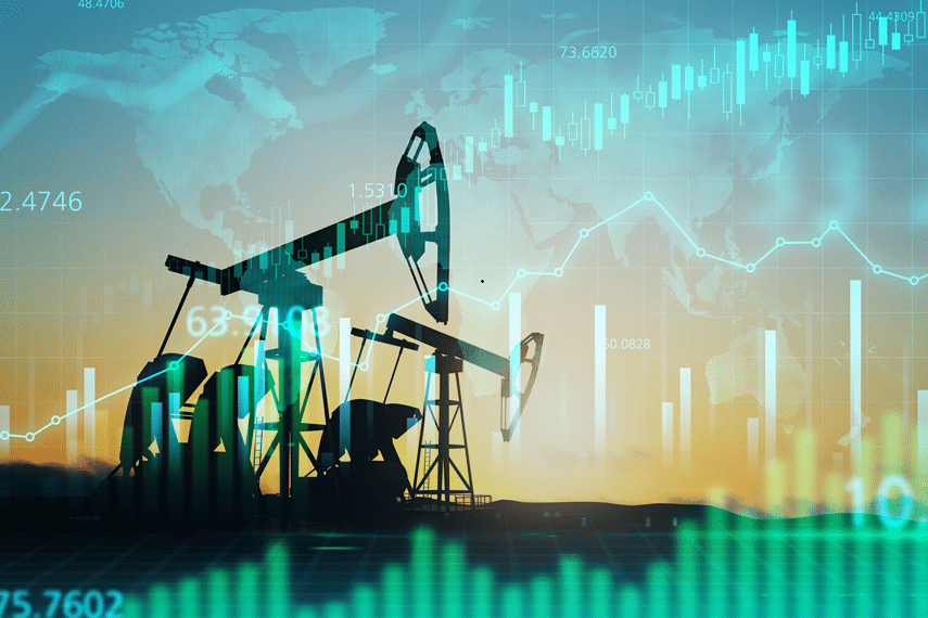 Oil Industry Prices with Oil Pump Silhouettes