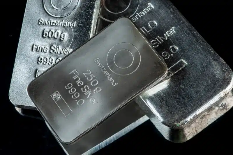 different weights and styles of silver bars