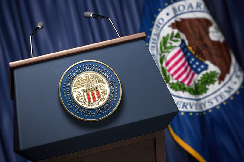 Federal Reserve System chairman press conference podium
