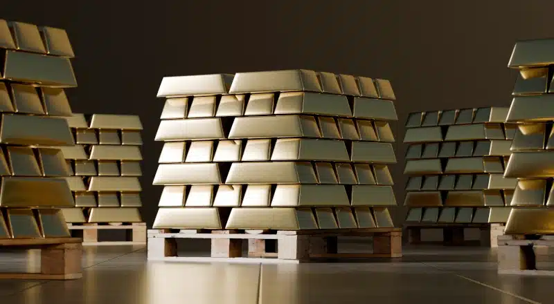 gold bars on pallets