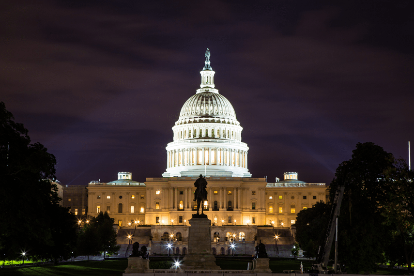 US Capitol Building at night